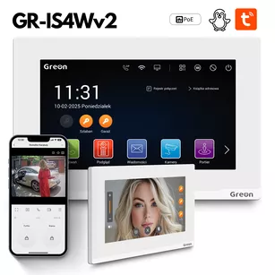 GR - IS4Wv2 Greon wideodomofon 7" IP linux, Tuya, dzwonek , 8  kamer IP, zdjęcia, firmy ,wejście na karte SD 4 przekaźniki, biały