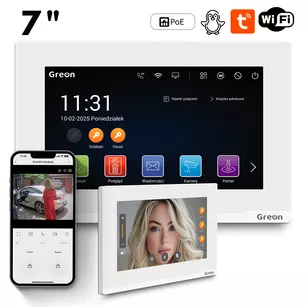 GR - IS4-WWv3 Greon wideodomofon WiFi 7" IP linux, Tuya, dzwonek , 8  kamer IP, zdjęcia, 4 przekaźniki, biały