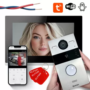 GR-ZIP Greon wideodomofon dwuprzewodowy WiFi 7" IP, monitoring, zdjęcia i filmy, 2 przekaźniki, zdalna obsługa aplikacja, dzwonek, aluminium, czytnik 13.56MHz