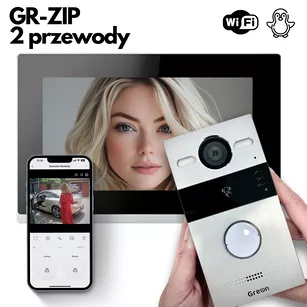 GR-ZIP Greon wideodomofon dwuprzewodowy WiFi 7" IP, monitoring, zdjęcia i filmy, 2 przekaźniki, zdalna obsługa aplikacja, dzwonek, aluminium, czytnik 13.56MHz
