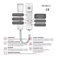GR - ISA1.2 Unifon IP SIP 2.0 słuchawkowy do domofonów Greon, klawiatura, interkom, 10 przekaźników, SOS, biały - 3