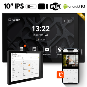 GR - IS20 IPS 10" Wideodomofon WiFi IP Greon do Smart Home, kamera, Android10, czujnik obecności, FULLHD, Tuya, 16 CCTV, zdjęcia, filmy, 3 przekaźniki,