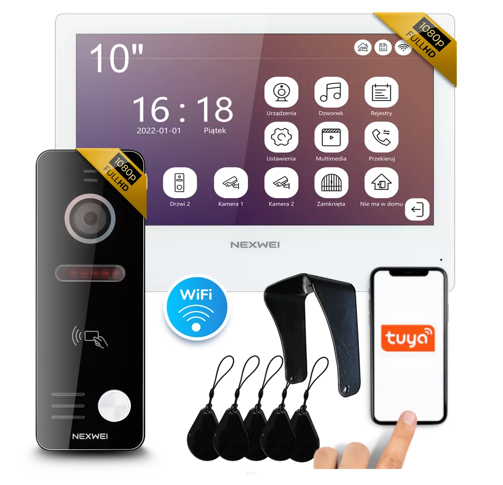 Zestaw wideodomofon WiFi jednorodzinny Nexwei 10