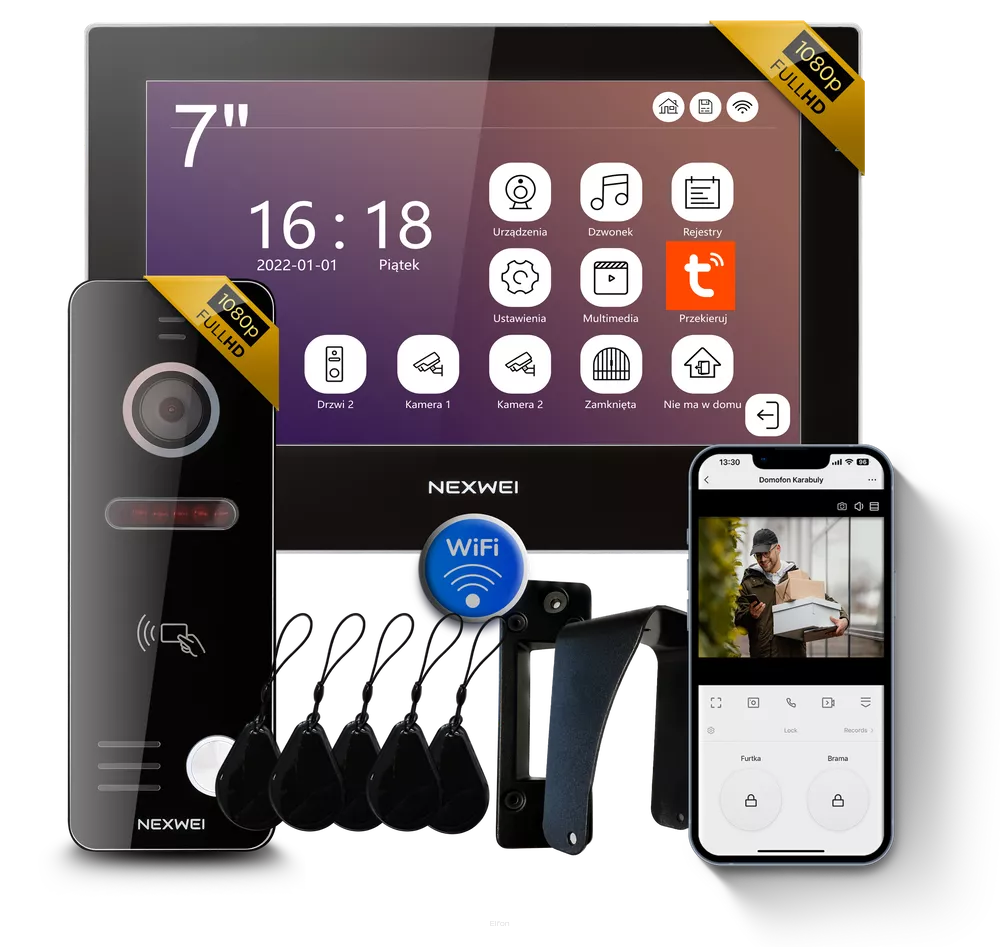 Zestaw wideodomofon 4-żyłowy WiFi jednorodzinny Nexwei 7