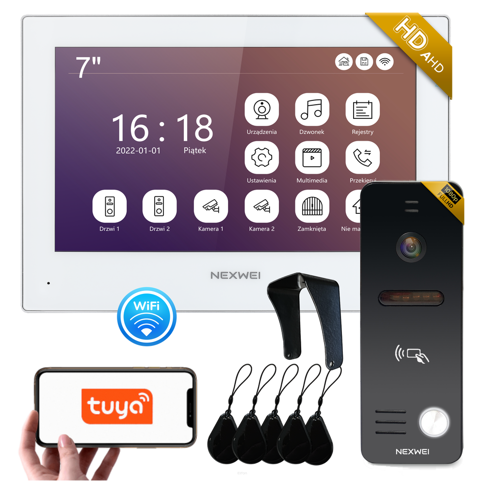 Zestaw wideodomofon WiFi jednorodzinny Nexwei 7