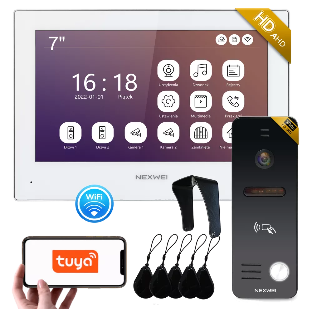 Zestaw wideodomofon WiFi jednorodzinny Nexwei 7