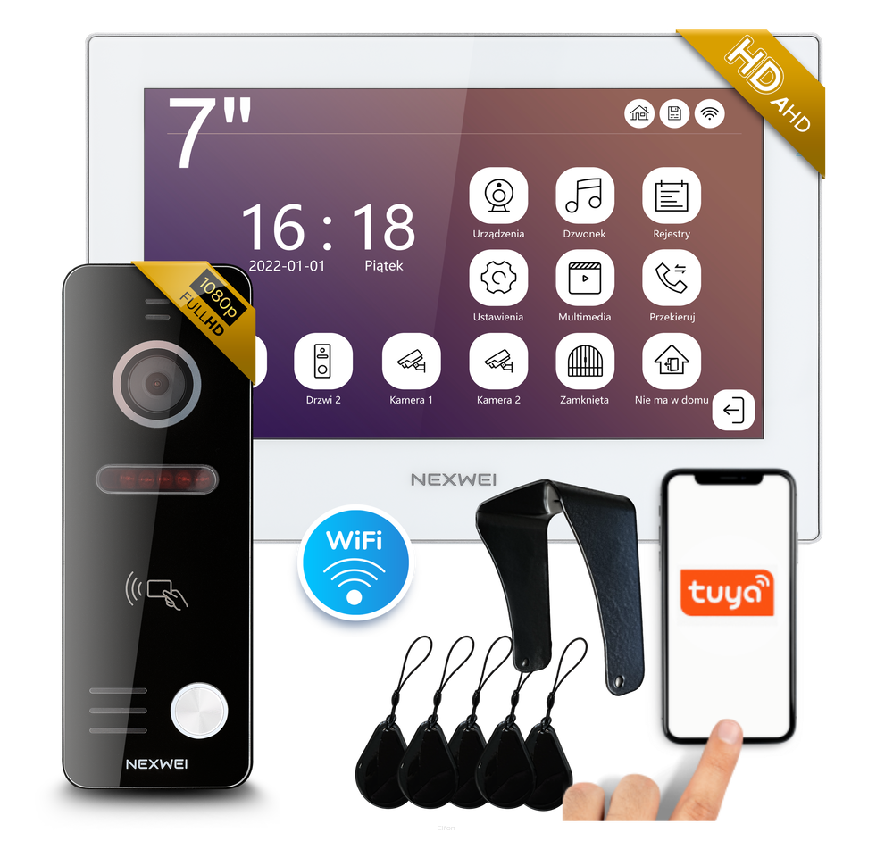 Zestaw wideodomofon WiFi jednorodzinny Nexwei 7