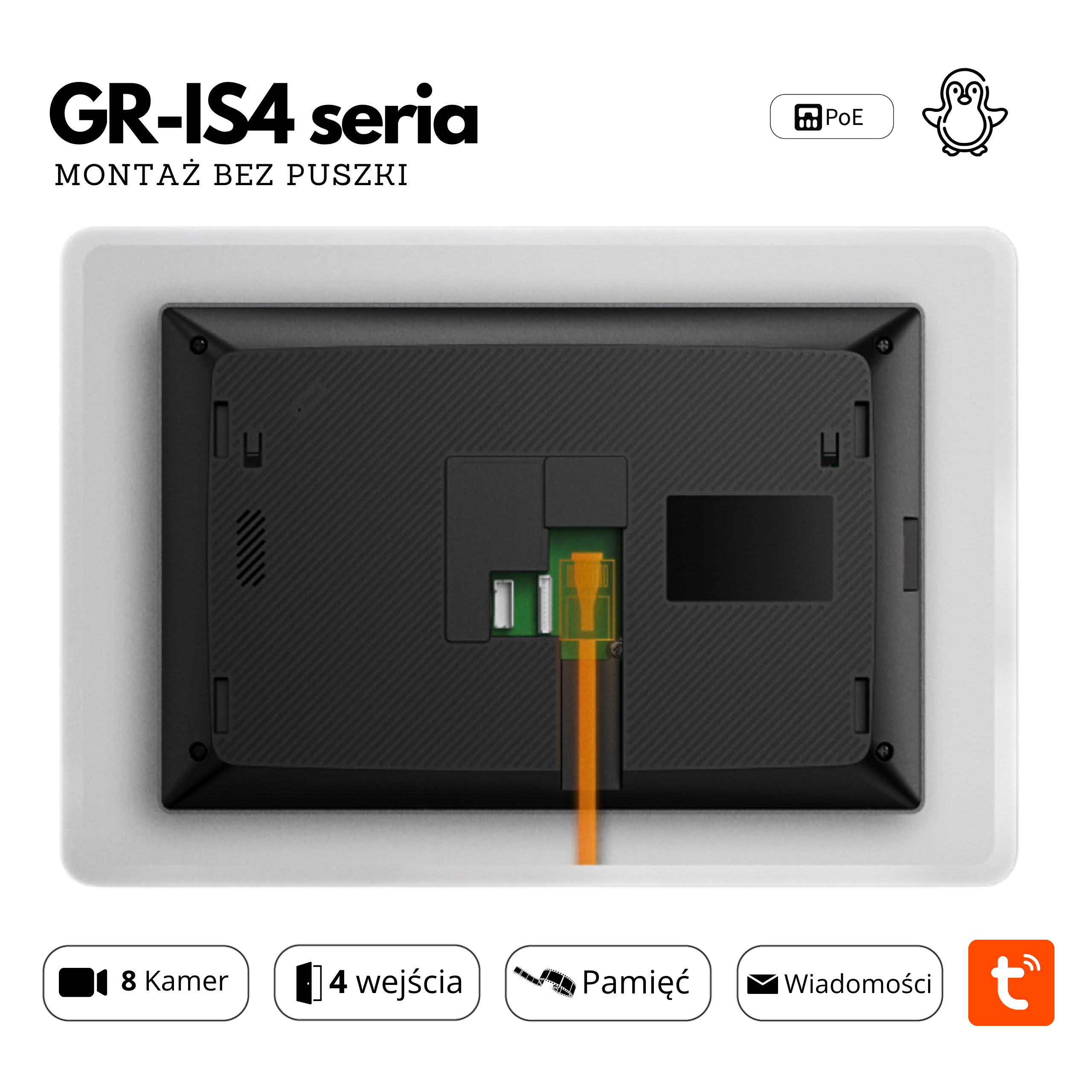 wideodomofon greon-montaz bez puszki podtynkowej