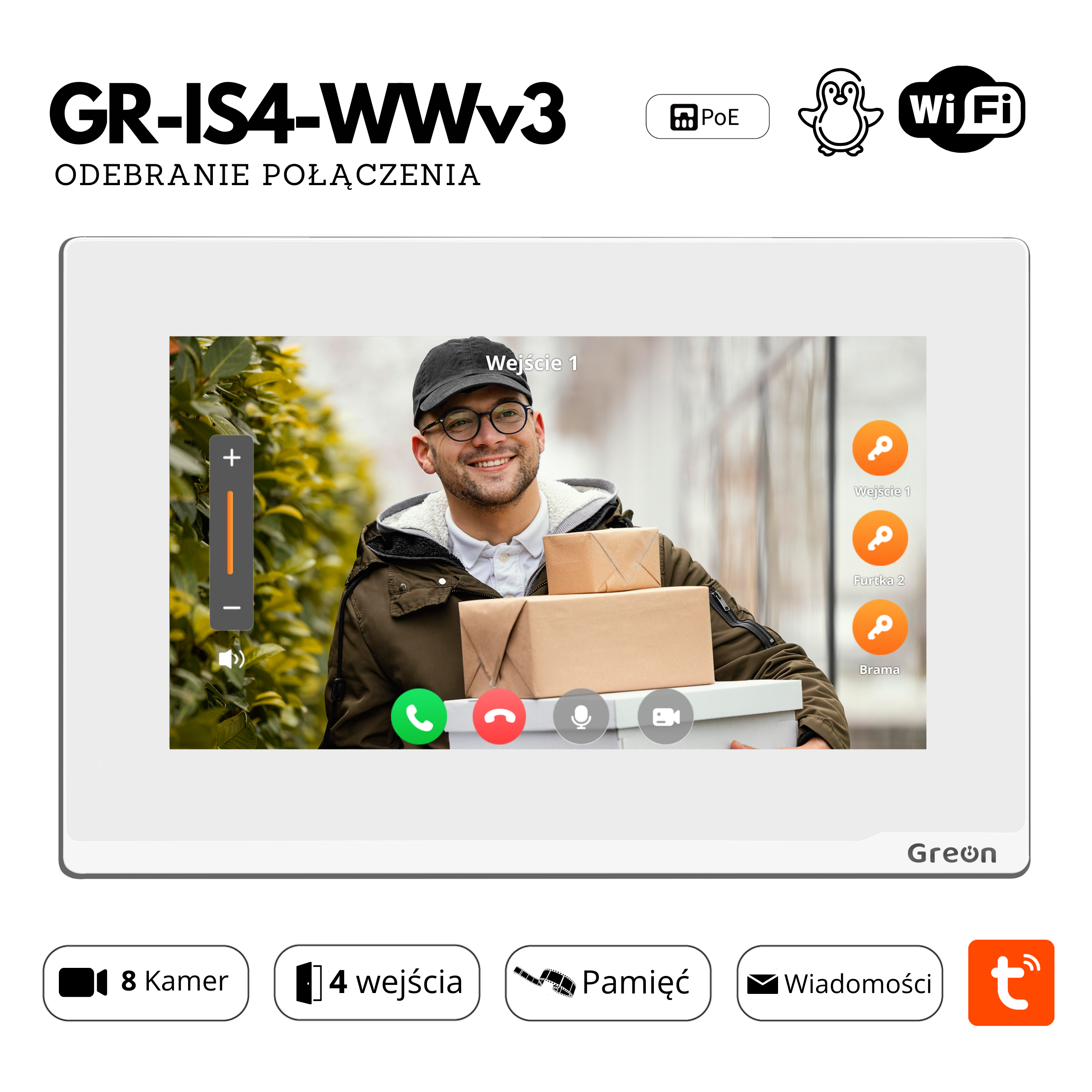 wideodomofon GR-IS4-WWv3 Greon - jak odebrać połączenie 