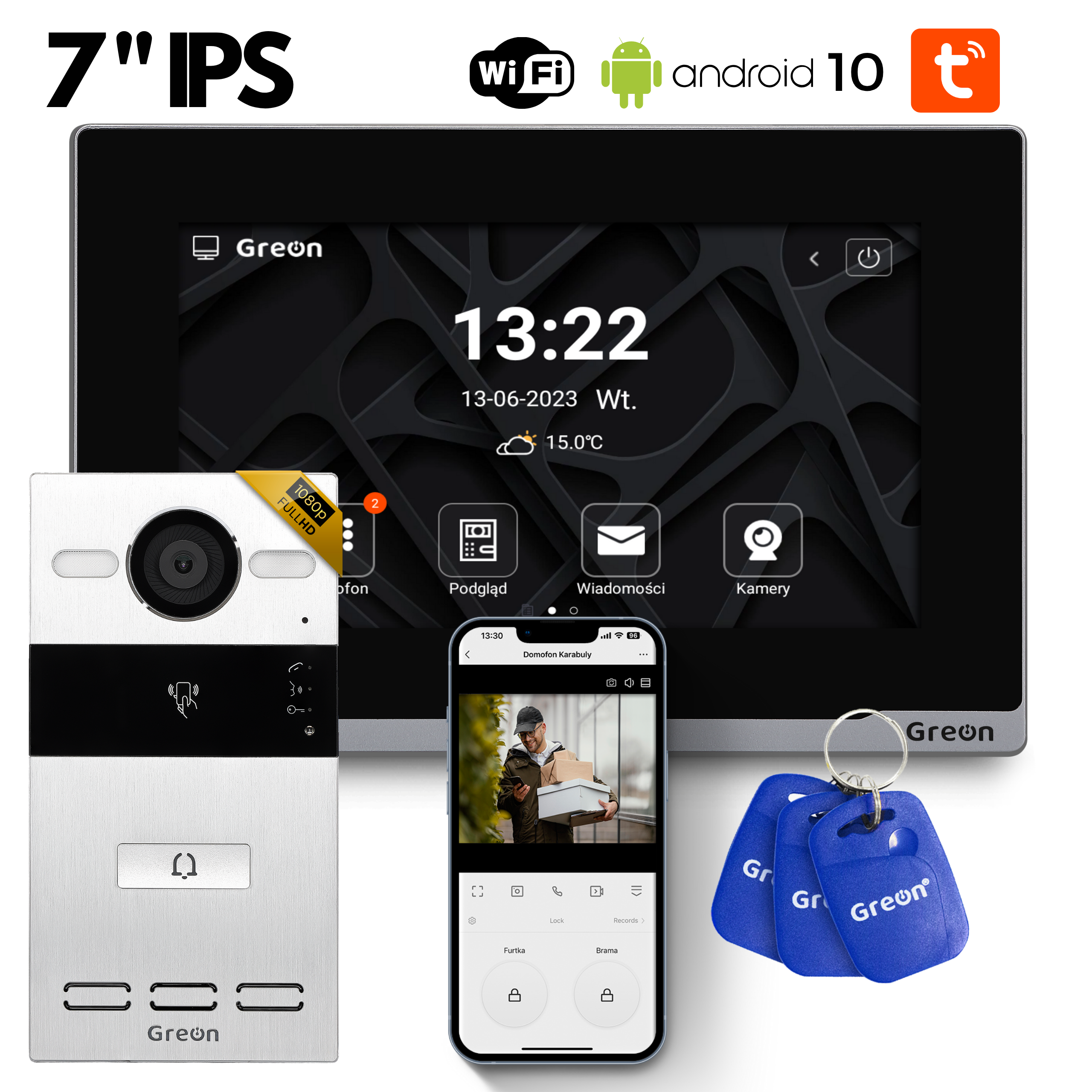 wideodomofo greon ip czarny z panelem aluminiowym